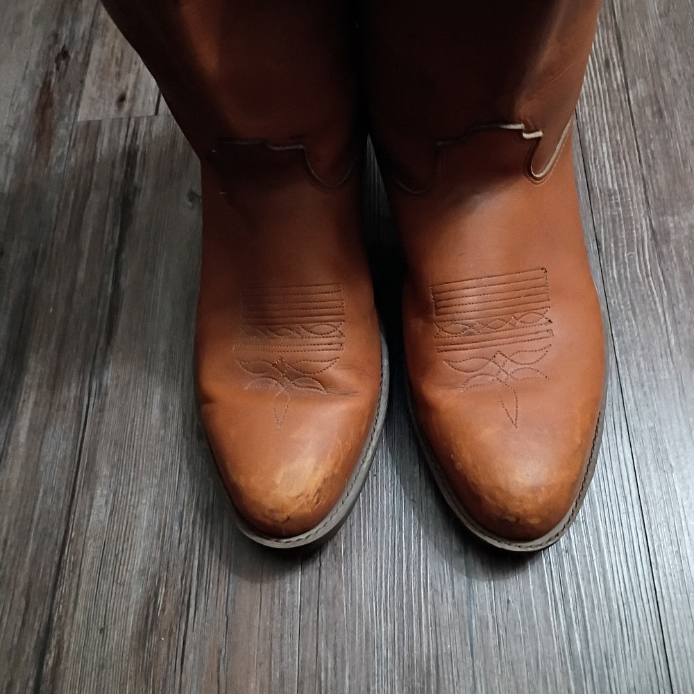 Vintage Durango Men's Tan  Leather Cowboy Boots US Size 12 Mint Condition
